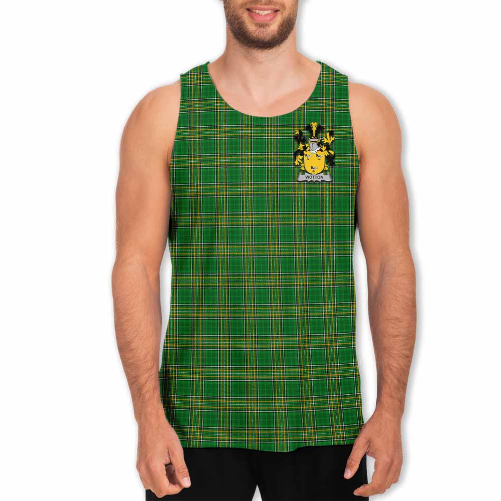 Tartan Vibes Clothing Wotton Irish Clan Tartan Men's Tank Top with Coat of Arms