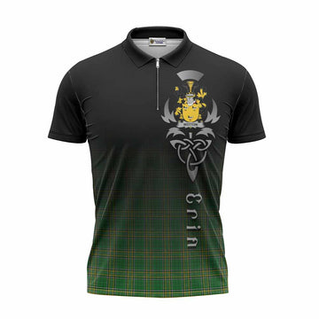 Wotton Irish Clan Zipper Polo Shirt with Coat of Arms Erin Go Bragh Celtic Inspired