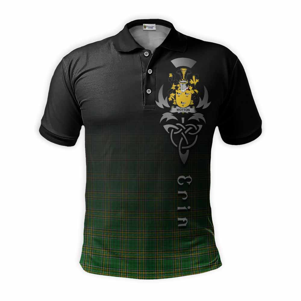 Tartan Vibes Clothing Wotton Irish Clan Polo Shirt with Coat of Arms Erin Go Bragh Celtic Inspired