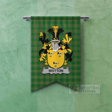 Wotton Irish Clan Tartan Gonfalon, Tartan Banner with Coat of Arms