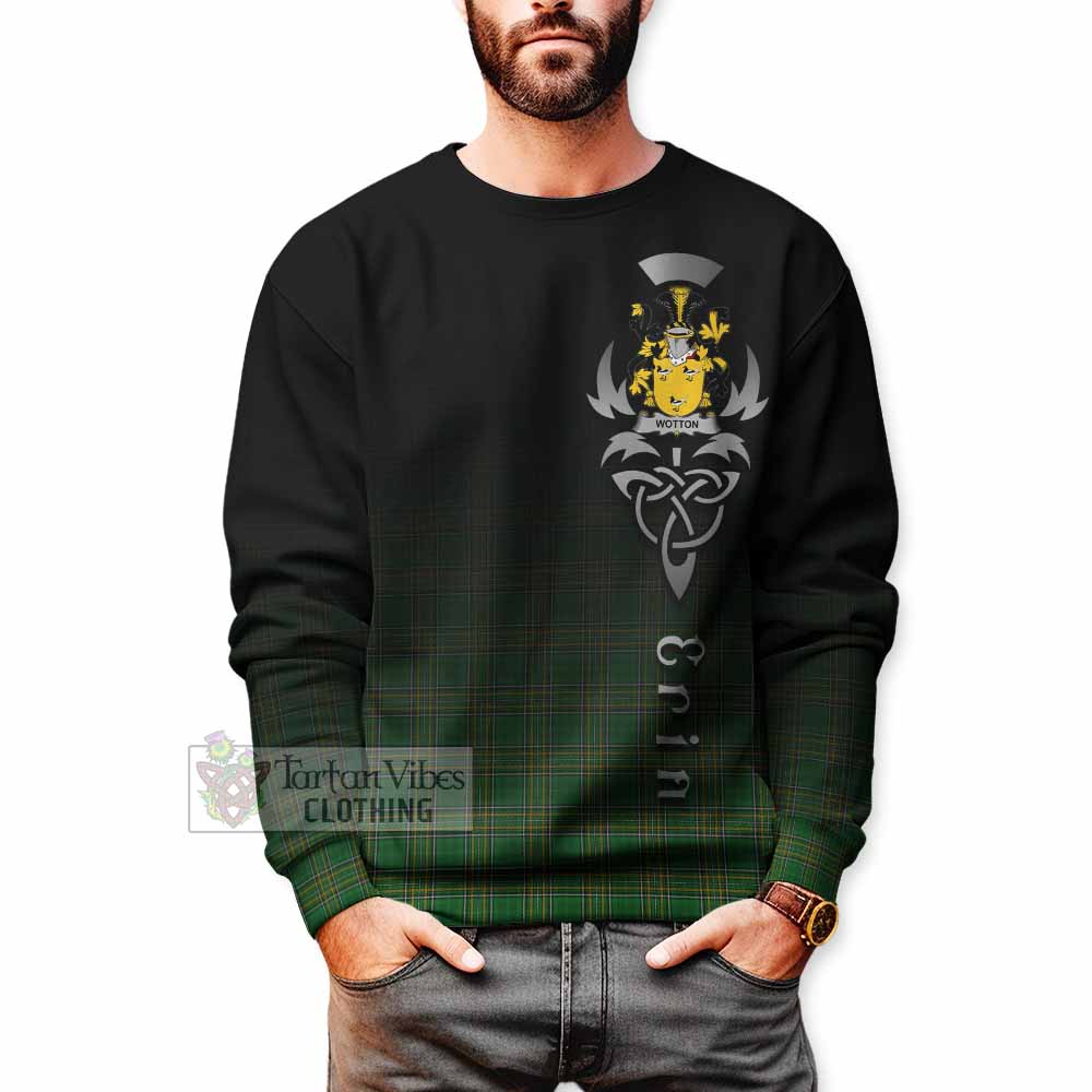 Tartan Vibes Clothing Wotton Irish Clan Sweatshirt with Coat of Arms Erin Go Bragh Celtic Inspired