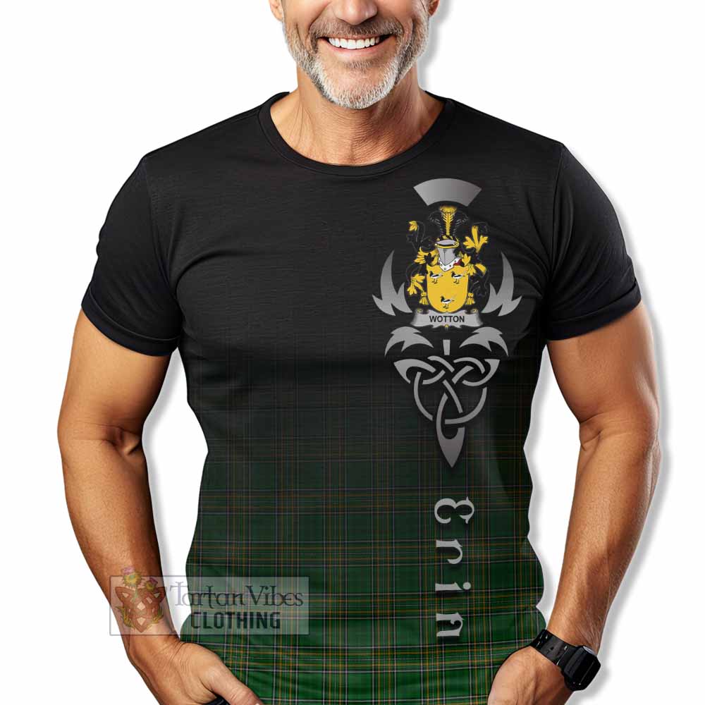 Tartan Vibes Clothing Wotton Irish Clan T-Shirt with Coat of Arms Erin Go Bragh Celtic Inspired