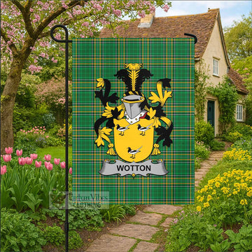 Wotton Irish Clan Tartan Garden Flag with Coat of Arms