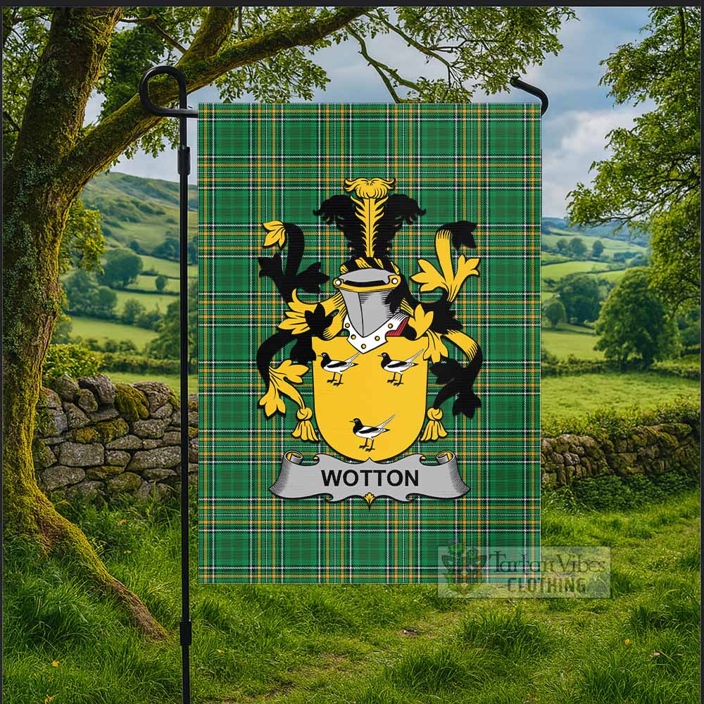Wotton Irish Clan Tartan Flag with Coat of Arms