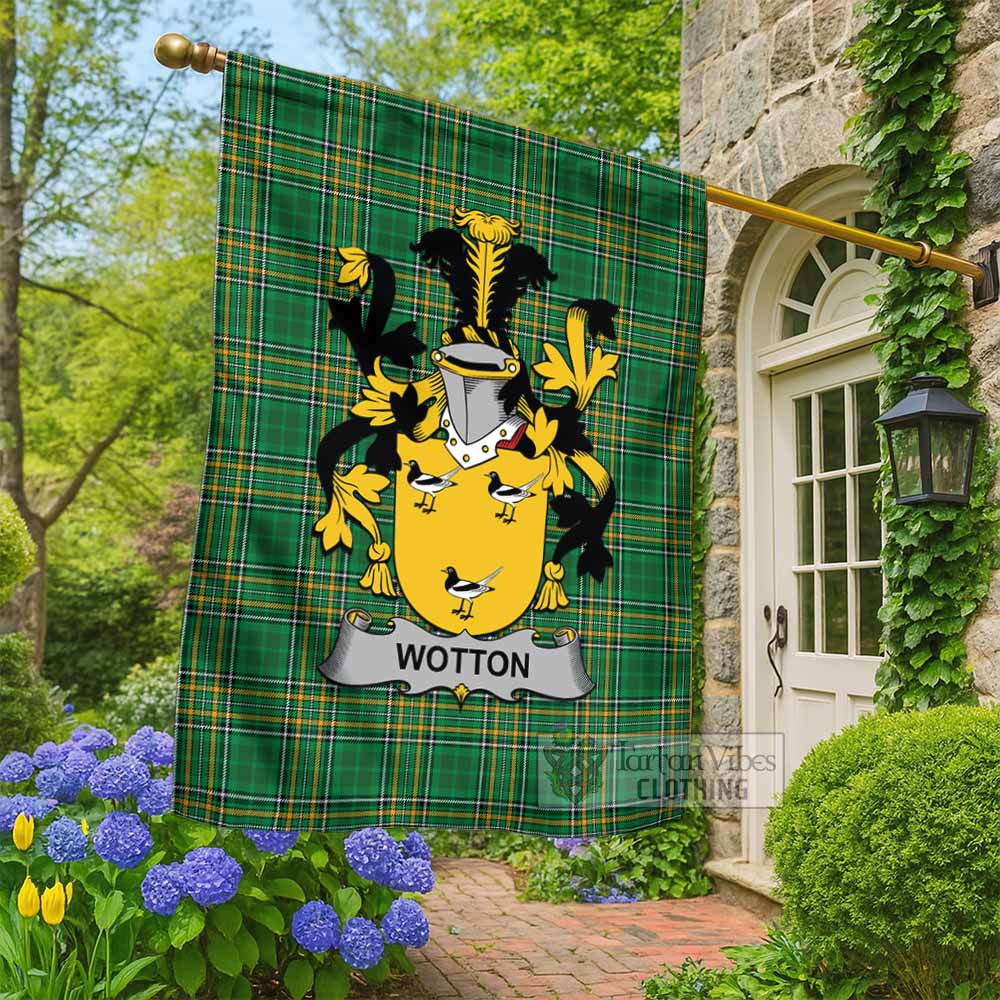 Wotton Irish Clan Tartan Flag with Coat of Arms