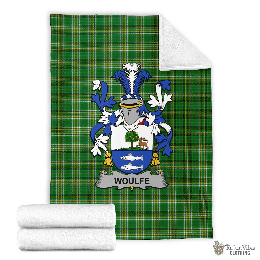 Woulfe Irish Clan Tartan Blanket with Coat of Arms X-Large 59 x 79 inches 150 x 200 cm - Tartan Vibes Clothing