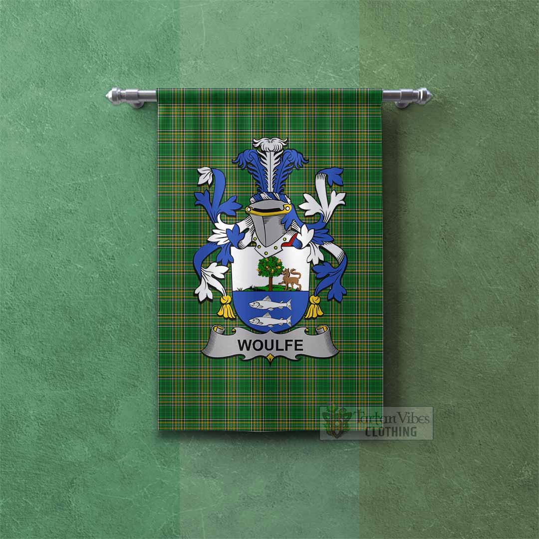 Woulfe Irish Clan Tartan Gonfalon, Tartan Banner with Coat of Arms Rectangle - Tartan Vibes Clothing