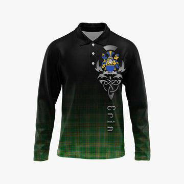 Wray Irish Clan Long Sleeve Polo Shirt with Coat of Arms Erin Go Bragh Celtic Inspired Unisex - Tartan Vibes Clothing