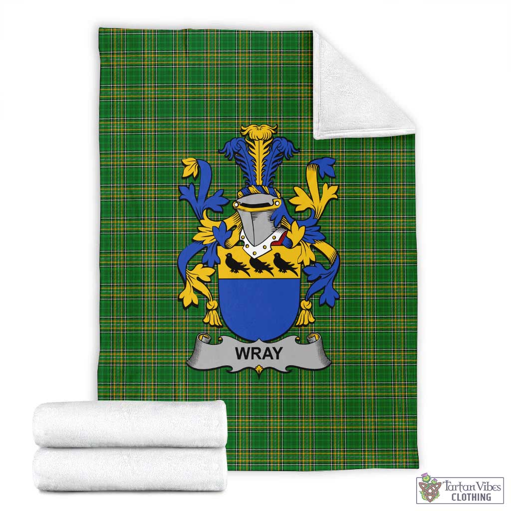 Wray Irish Clan Tartan Blanket with Coat of Arms X-Large 59 x 79 inches 150 x 200 cm - Tartan Vibes Clothing