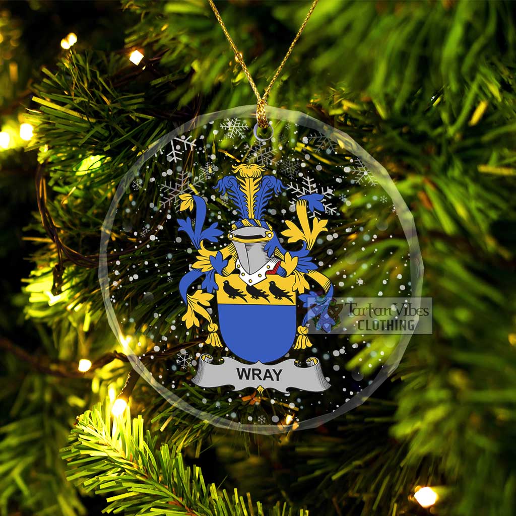 Wray Irish Clan Christmas Glass Ornament with Coat of Arms Transparent Glass Circle - 2D-tartanvibesclothing