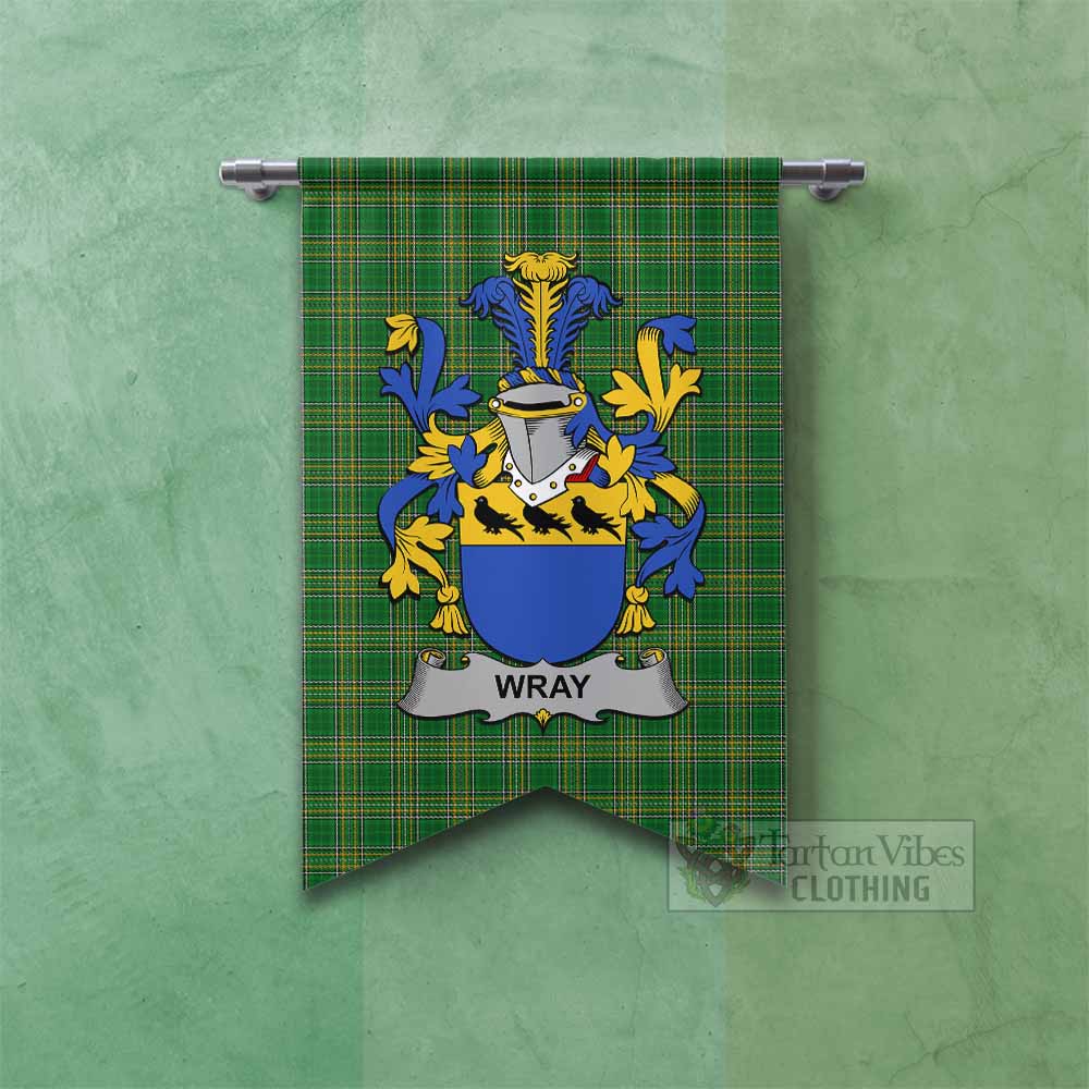 Tartan Vibes Clothing Wray Irish Clan Tartan Gonfalon, Tartan Banner with Coat of Arms