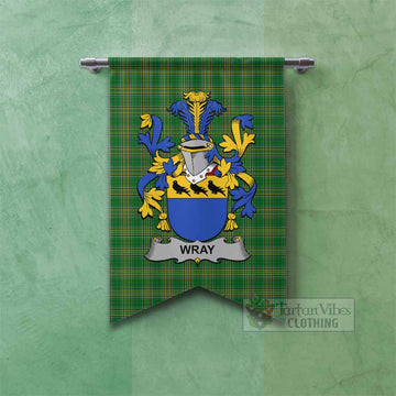 Wray Irish Clan Tartan Gonfalon, Tartan Banner with Coat of Arms
