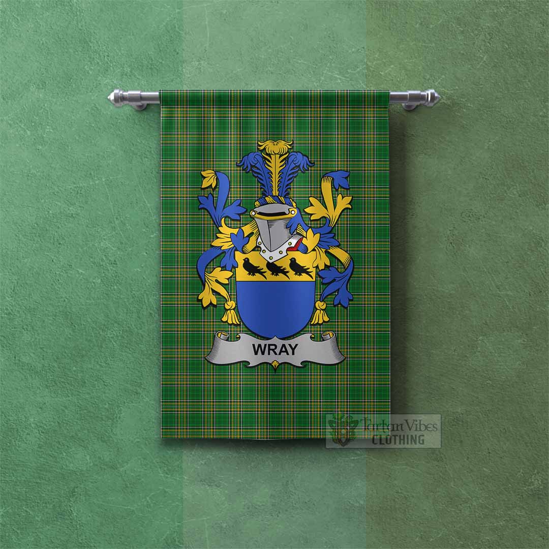 Tartan Vibes Clothing Wray Irish Clan Tartan Gonfalon, Tartan Banner with Coat of Arms