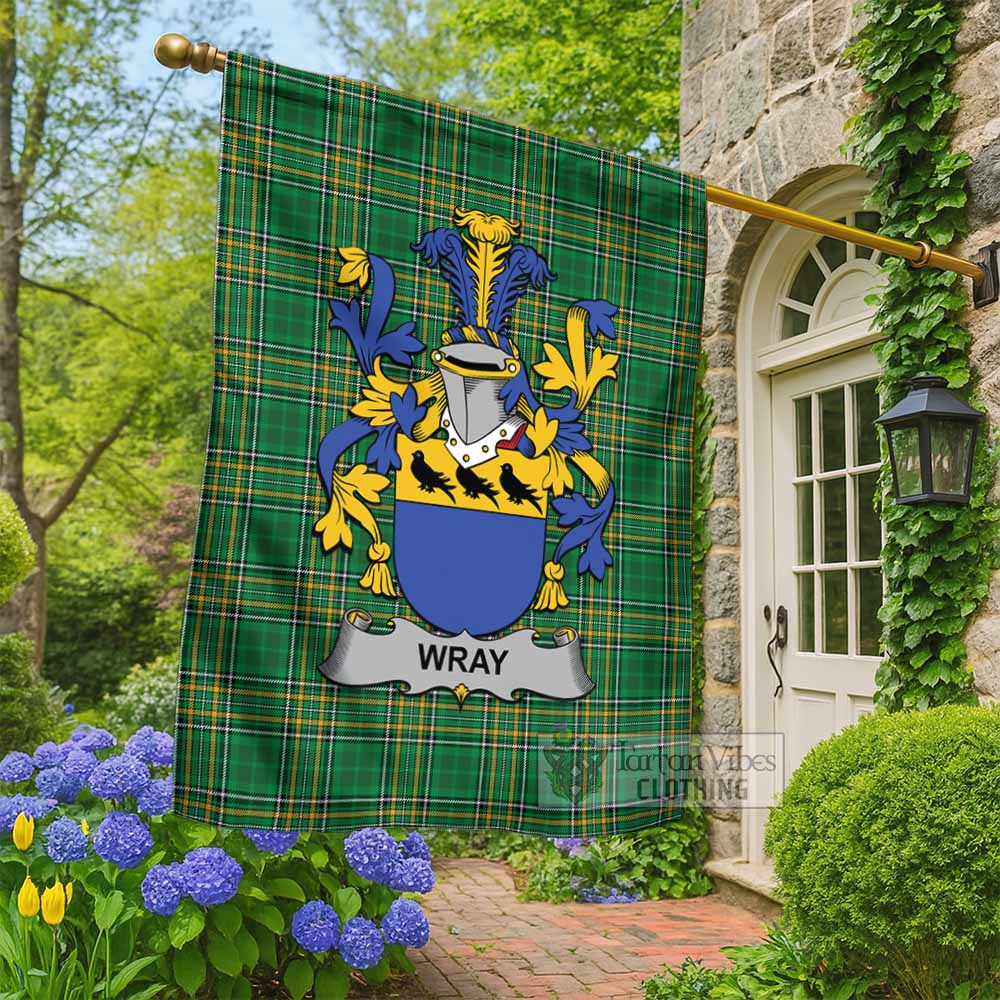 Wray Irish Clan Tartan Flag with Coat of Arms
