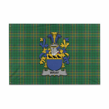 Wray Irish Clan Tartan House Flag with Coat of Arms