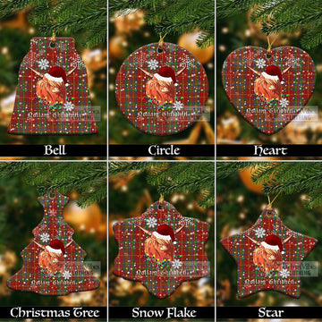 Wren Tartan Christmas Ceramic Ornaments with Twinkle Highland Cattle Ceramic - Tartan Vibes Clothing