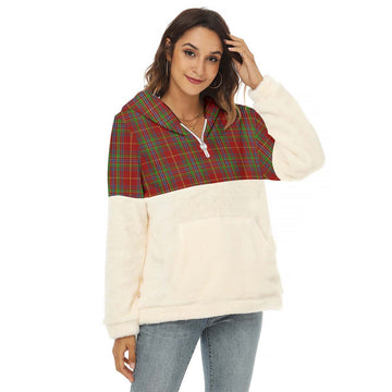 Wren Tartan Half Style Women's Borg Fleece Hoodie with Half Zip Female - Tartan Vibes Clothing