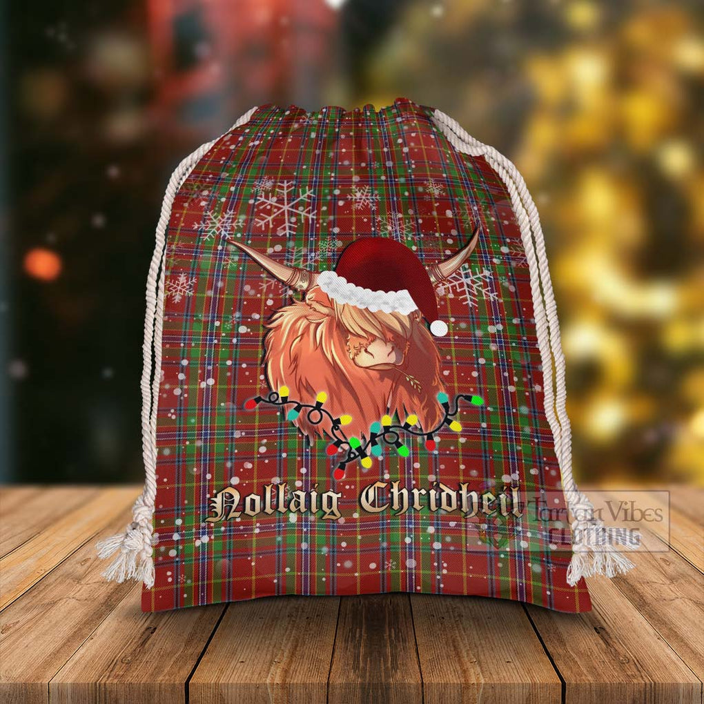 Wren Tartan Christmas Santa's Bag with Twinkle Highland Cattle - Tartan Vibes Clothing