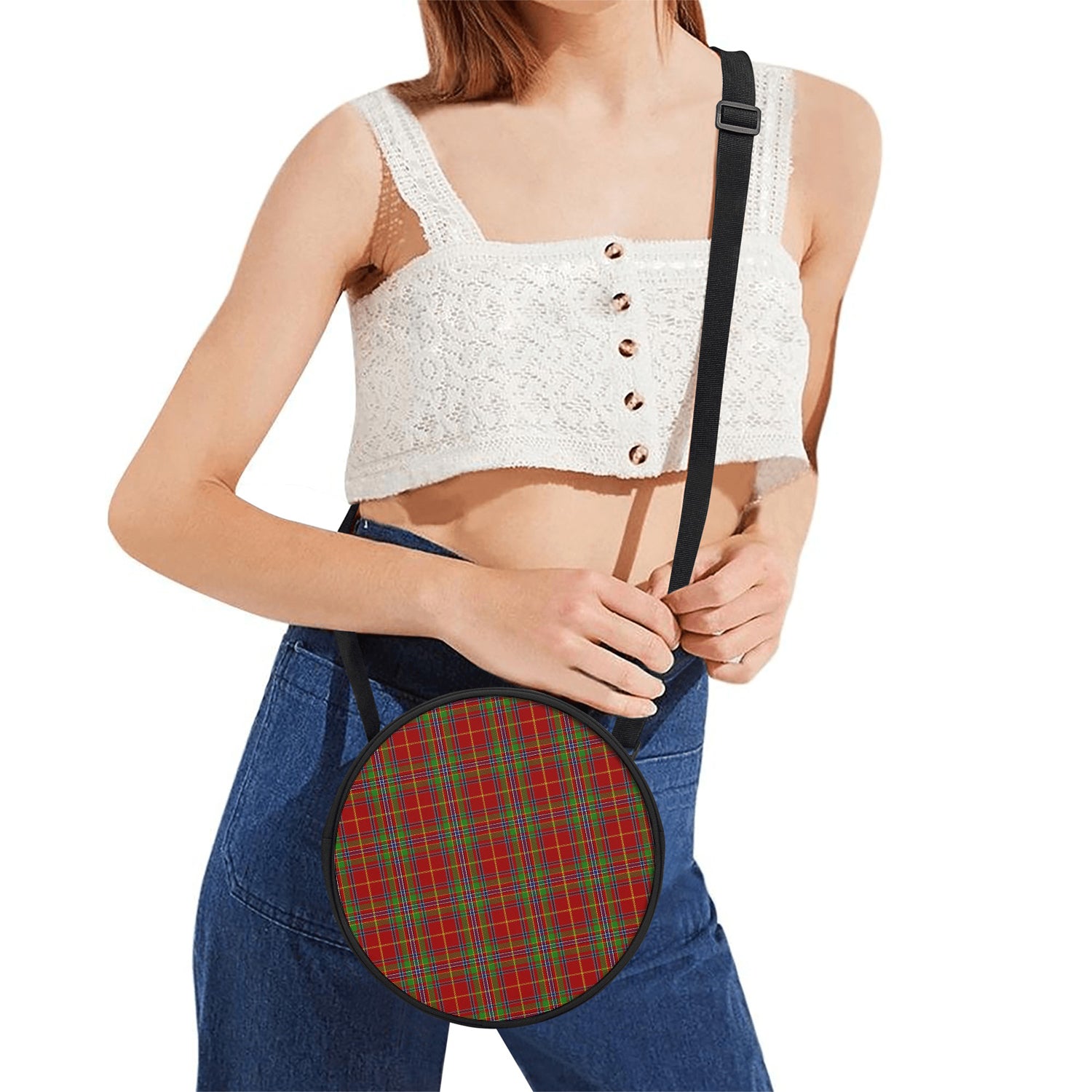Wren Tartan Round Satchel Bags One Size 9*9*2.7 inch - Tartan Vibes Clothing