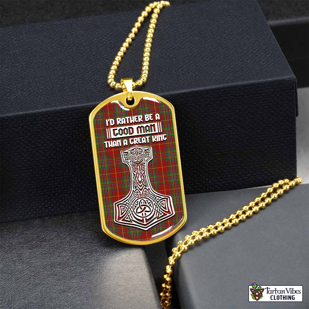 Wren Tartan Dog Tag Necklace Viking Mjolnir Style Gold No - Tartan Vibes Clothing