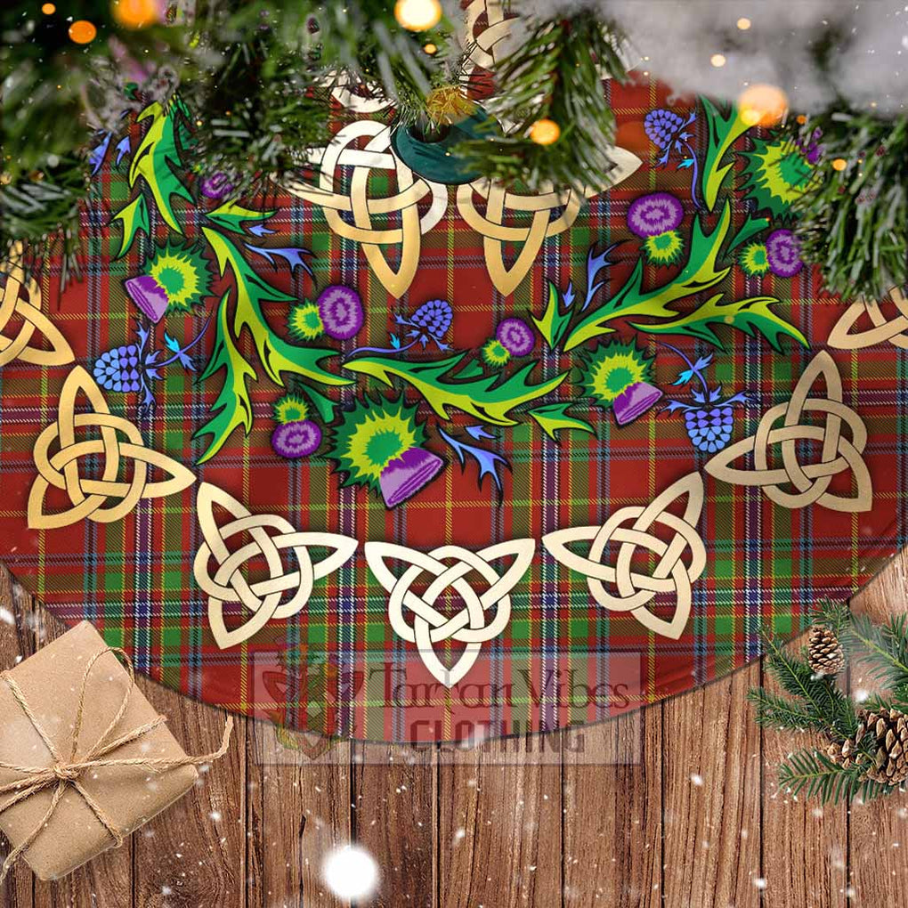 Tartan Vibes Clothing Wren Tartan Christmas Tree Skirt with Thistle Celtic Knot Style
