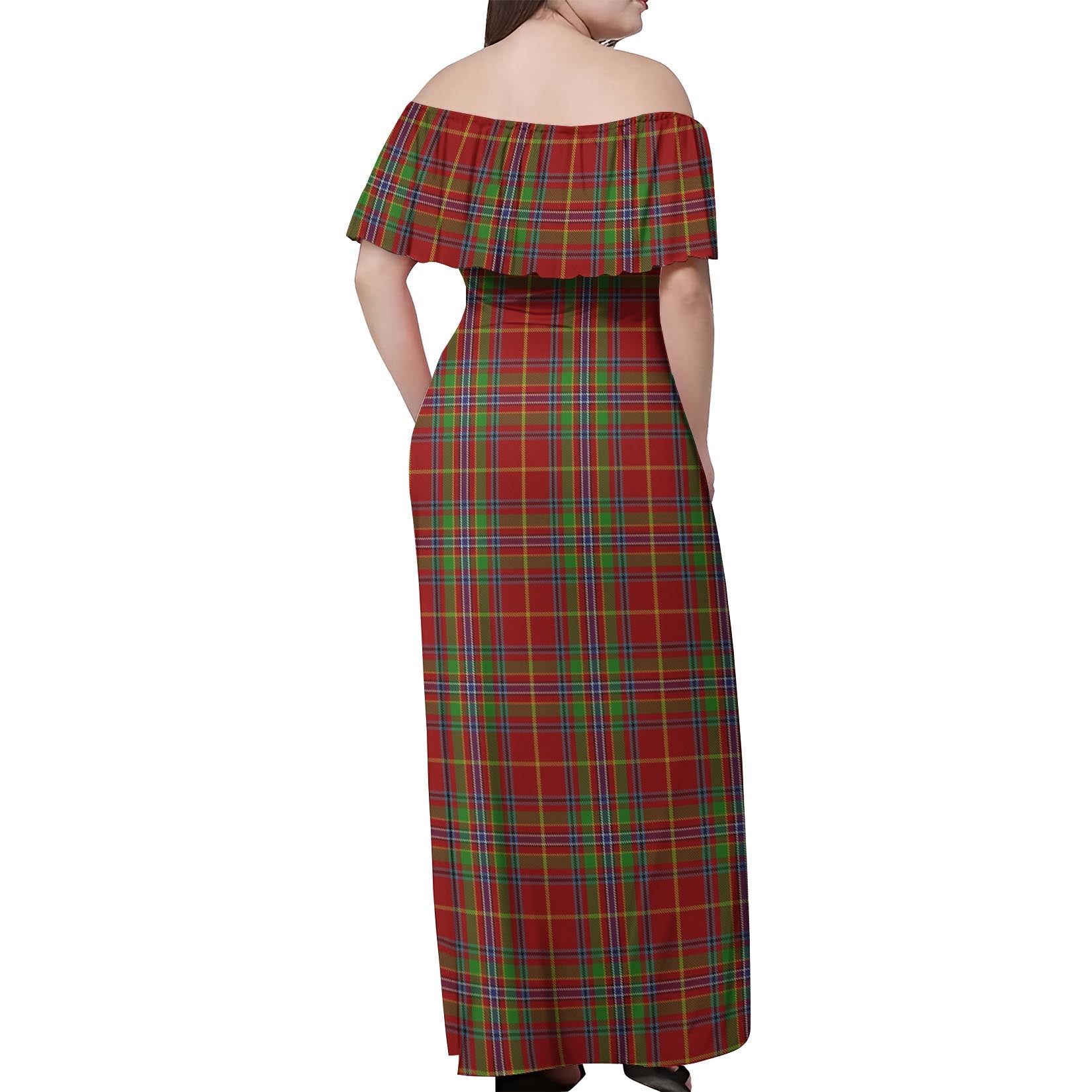 Wren Tartan Off Shoulder Long Dress - Tartan Vibes Clothing