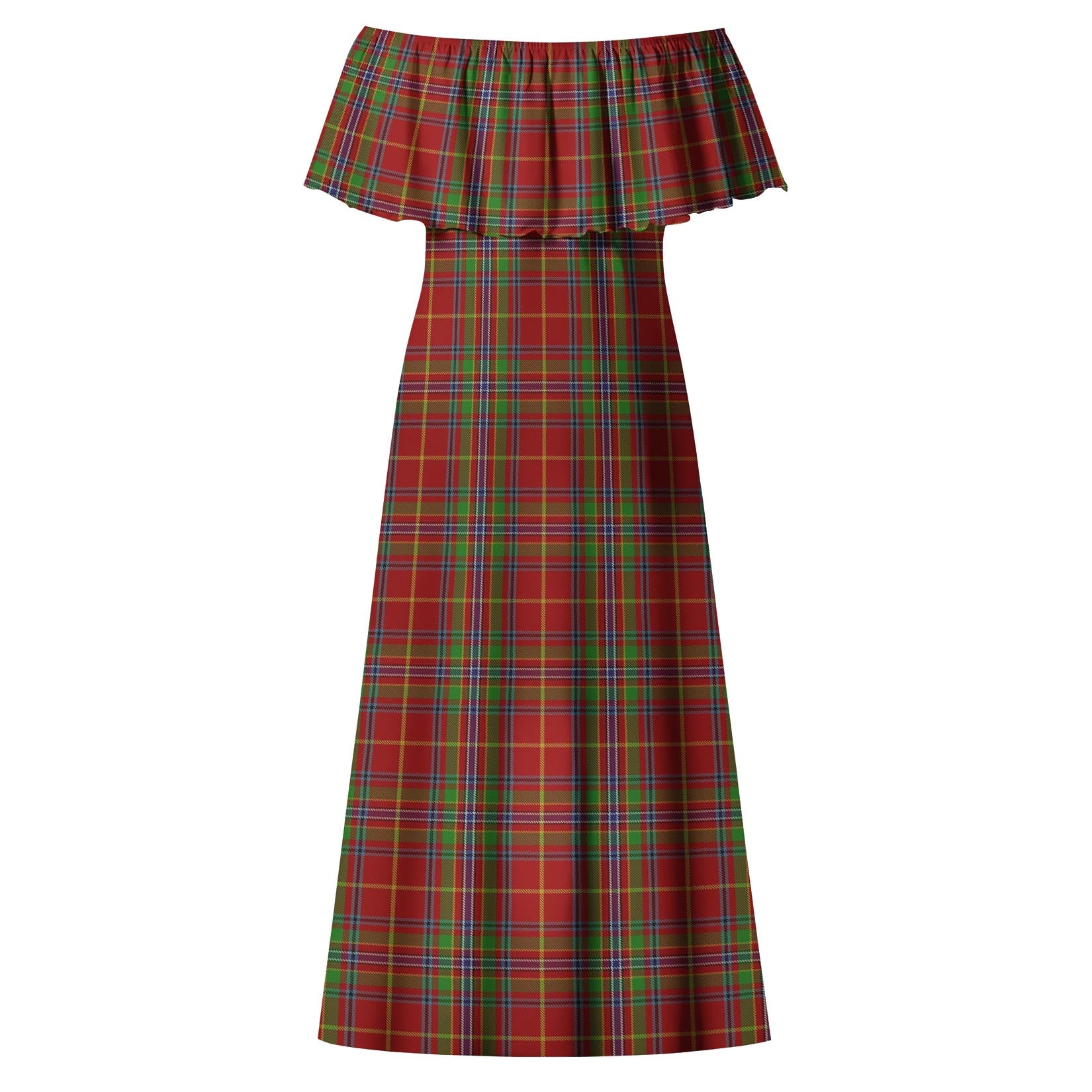Wren Tartan Off Shoulder Long Dress - Tartan Vibes Clothing