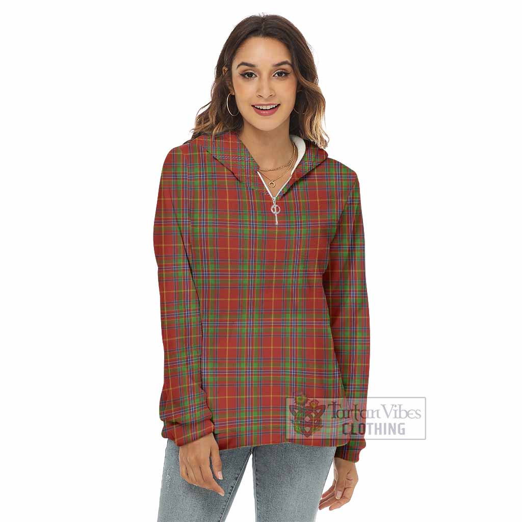 Wren Tartan Women's Borg Fleece Hoodie with Half Zip - Tartan Vibes Clothing