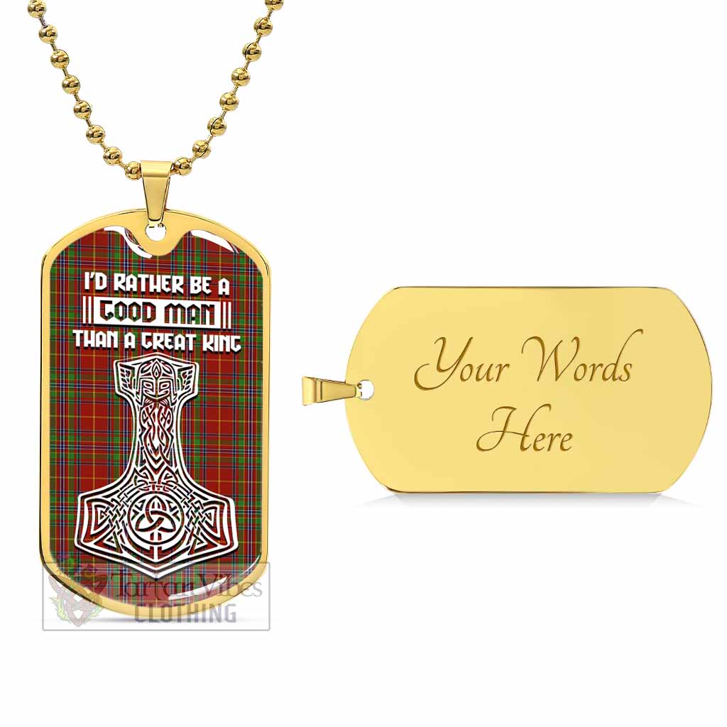 Wren Tartan Dog Tag Necklace Viking Mjolnir Style Gold Yes - Tartan Vibes Clothing