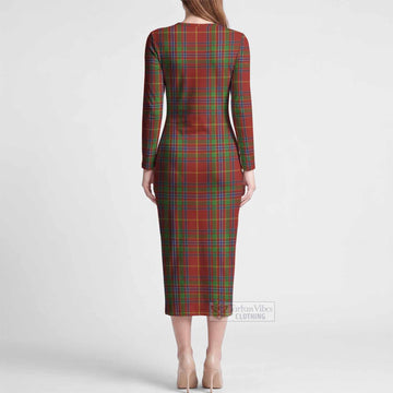 Wren Tartan Long Sleeve Bodycon Midi Dress