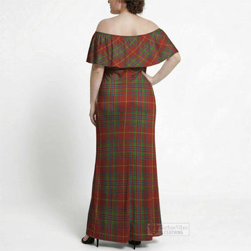 Wren Tartan Off Shoulder Ruffle Maxi Dress