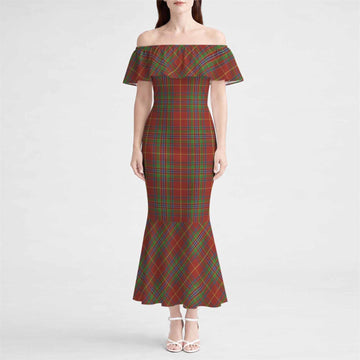 Wren Tartan Off Shoulder Ruffle Mermaid Maxi Dress