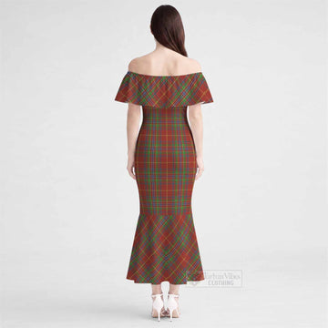 Wren Tartan Off Shoulder Ruffle Mermaid Maxi Dress