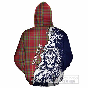 Wren Tartan Scottish Cotton Hoodie Angry Lion With Soccer Ball Style