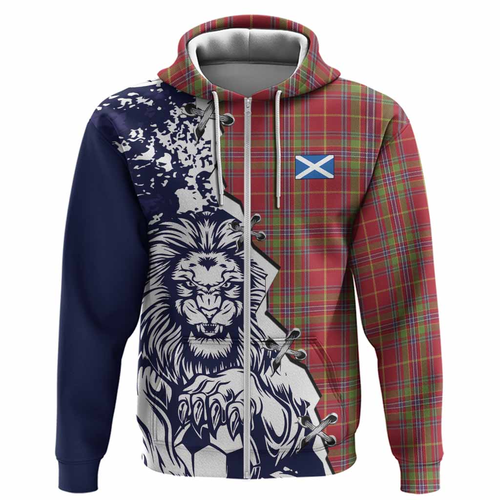 Wren Tartan Scottish Hoodie Angry Lion With Soccer Ball Style