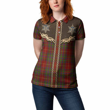 Wren Tartan Women Polo Shirt Bigfoot Riding The Kelpie Monster