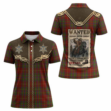 Wren Tartan Women Polo Shirt Bigfoot Riding The Kelpie Monster