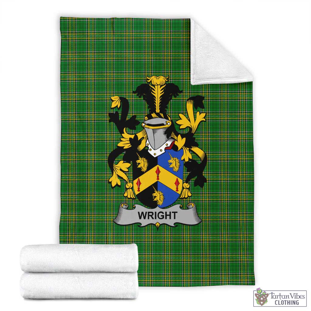 Wright Irish Clan Tartan Blanket with Coat of Arms X-Large 59 x 79 inches 150 x 200 cm - Tartan Vibes Clothing