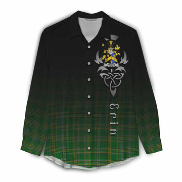Wright Irish Clan Women's Casual Shirt with Coat of Arms Erin Go Bragh Celtic Inspired Female - Tartan Vibes Clothing