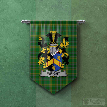 Tartan Vibes Clothing Wright Irish Clan Tartan Gonfalon, Tartan Banner with Coat of Arms
