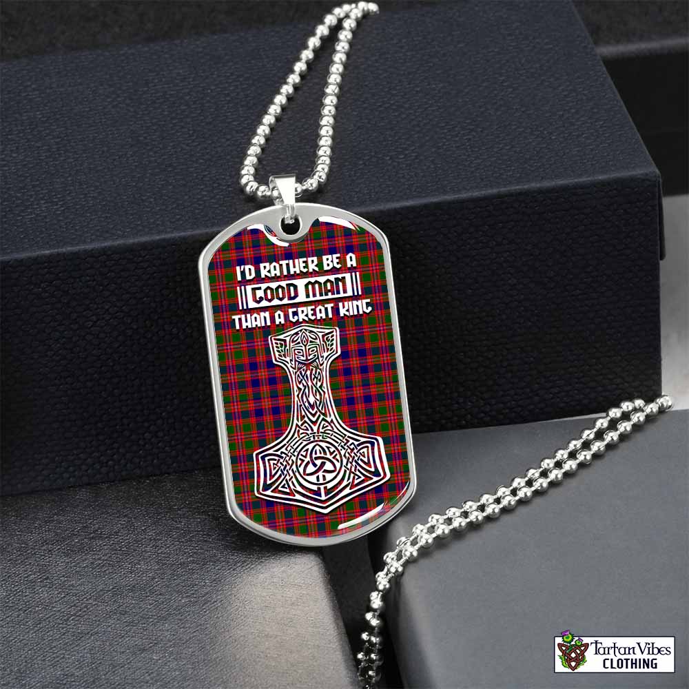 Tartan Vibes Clothing Wright Tartan Dog Tag Necklace Viking Mjolnir Style
