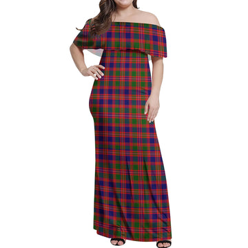 Wright Tartan Off Shoulder Long Dress