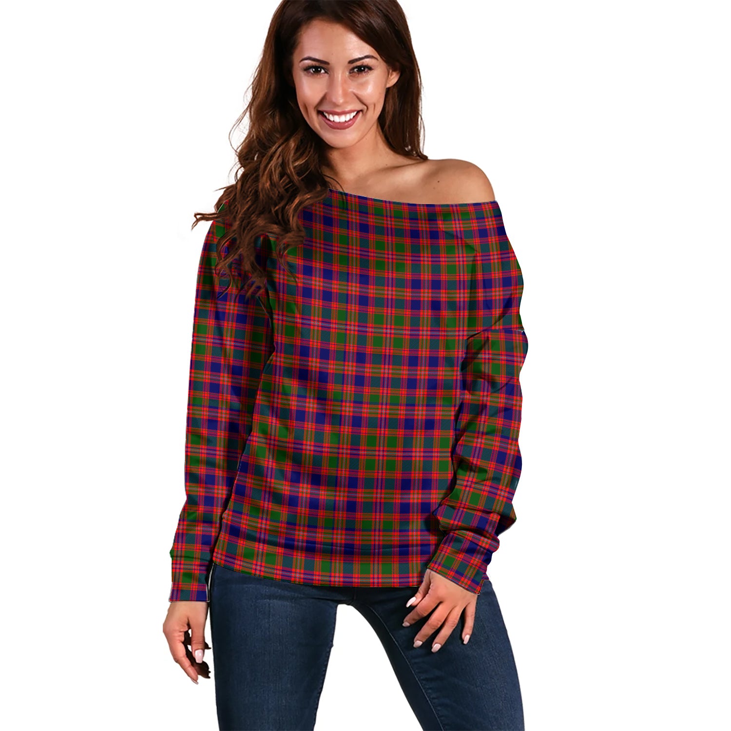 Wright Tartan Off Shoulder Women Sweater Women - Tartanvibesclothing Shop
