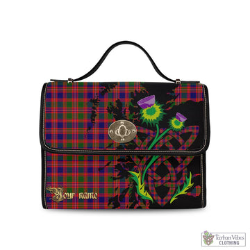 Wright Tartan Waterproof Canvas Bag with Scotland Map and Thistle Celtic Accents