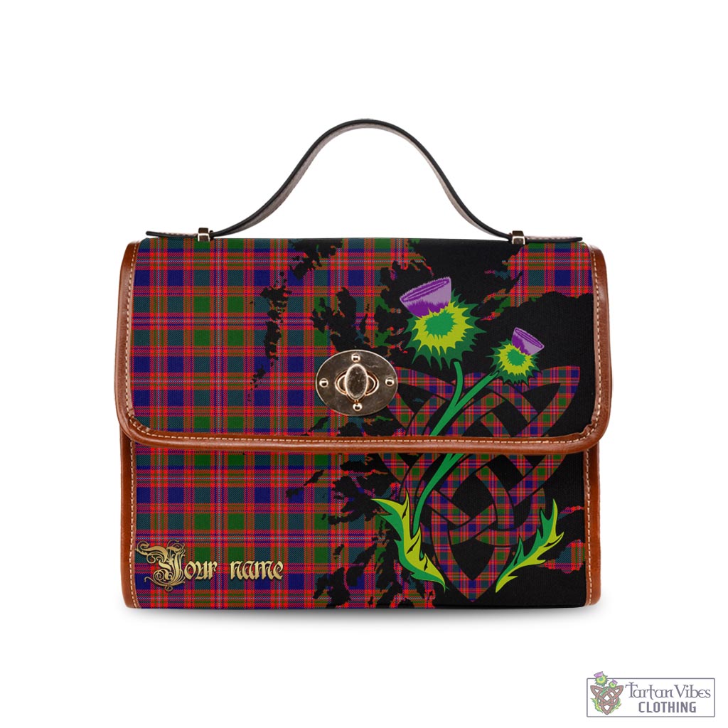Tartan Vibes Clothing Wright Tartan Waterproof Canvas Bag with Scotland Map and Thistle Celtic Accents