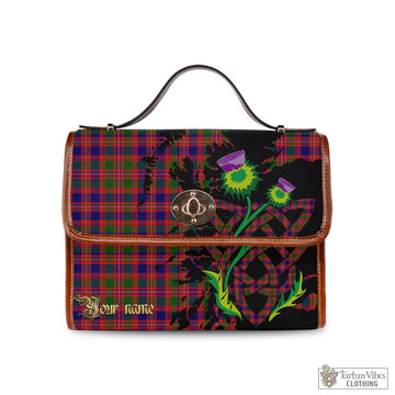 Wright Tartan Waterproof Canvas Bag with Scotland Map and Thistle Celtic Accents