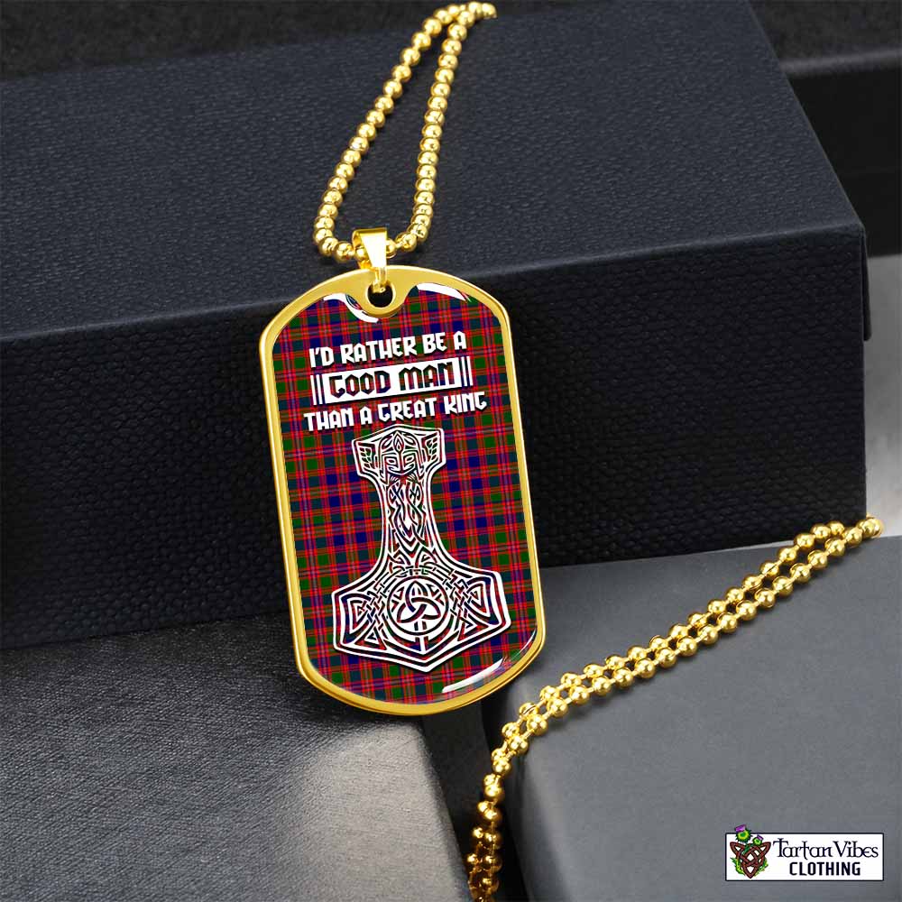 Tartan Vibes Clothing Wright Tartan Dog Tag Necklace Viking Mjolnir Style