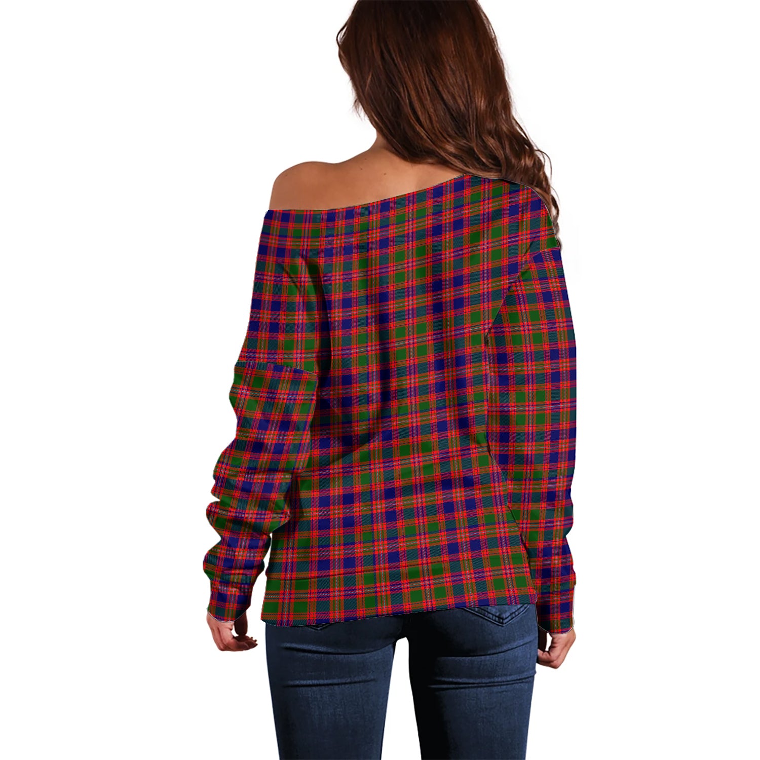 Wright Tartan Off Shoulder Women Sweater - Tartanvibesclothing Shop