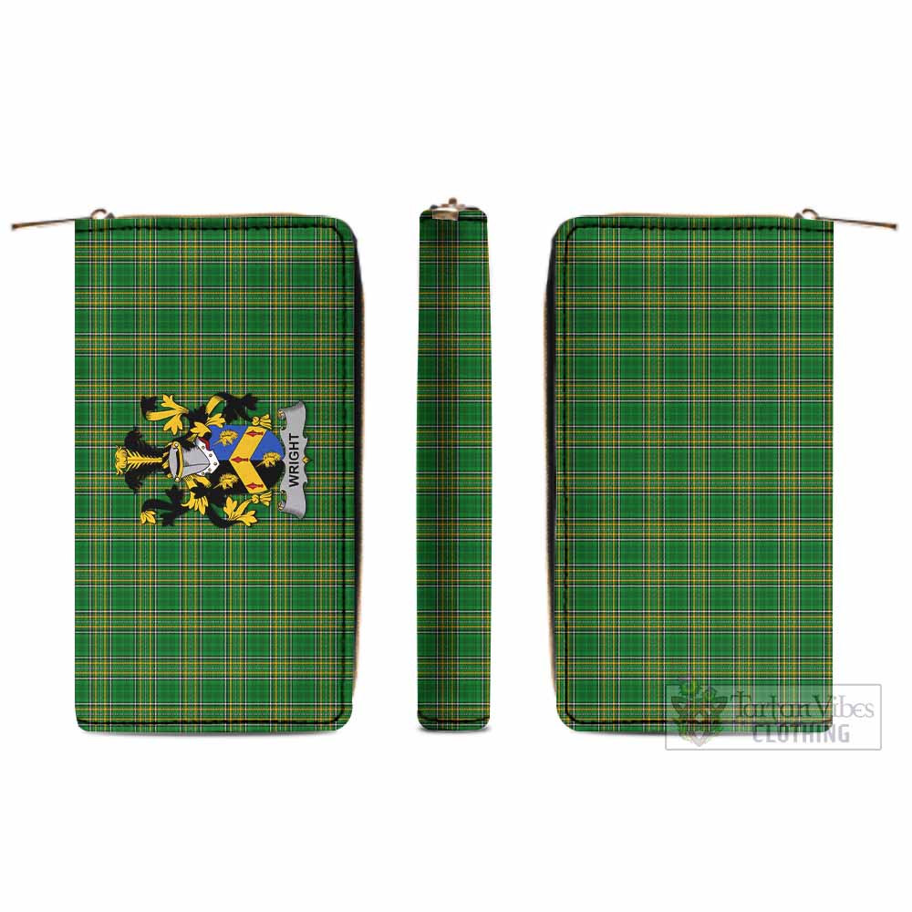 Tartan Vibes Clothing Wright Irish Clan Tartan Women's Leather Wallet with Coat of Arms