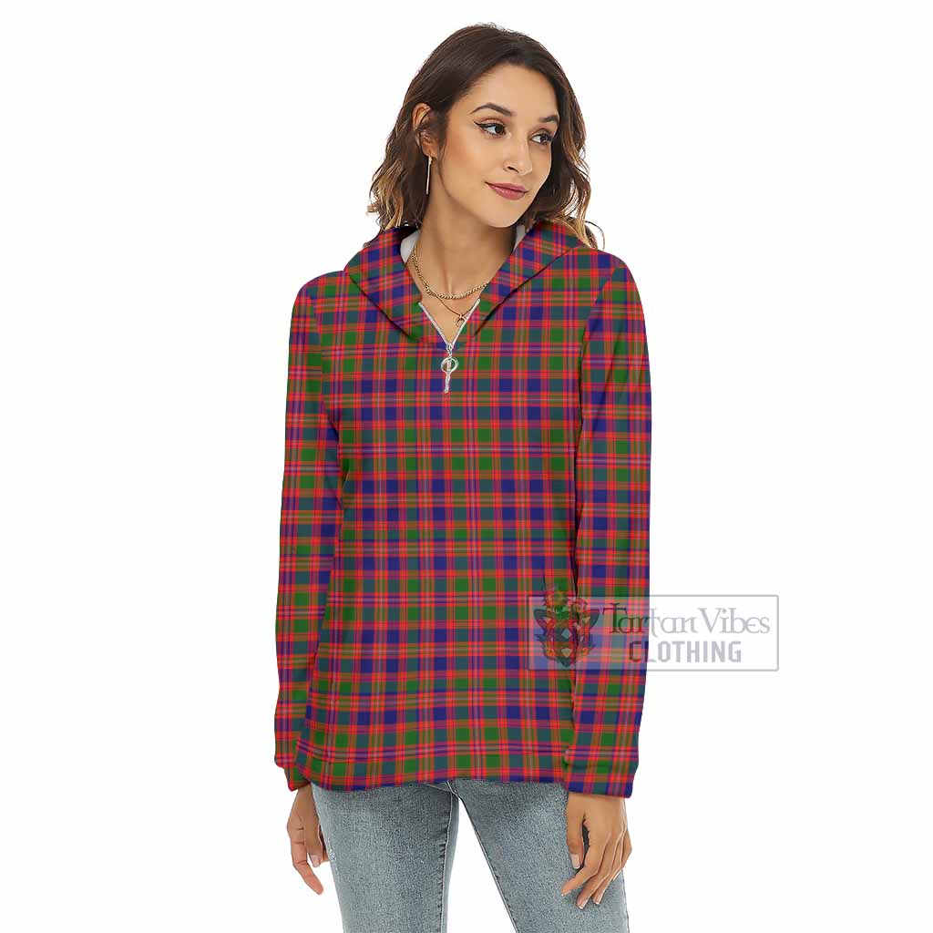 Tartan Vibes Clothing Wright Tartan Women's Borg  Half Zip Fleece Hoodie
